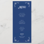  stijl bruiloft event menu platte Kaart blauw (Voorkant)