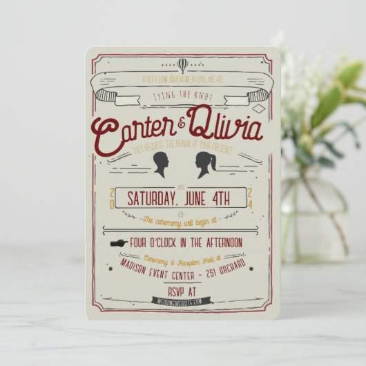 stijl bruiloft uitnodiging (Staand voorkant)