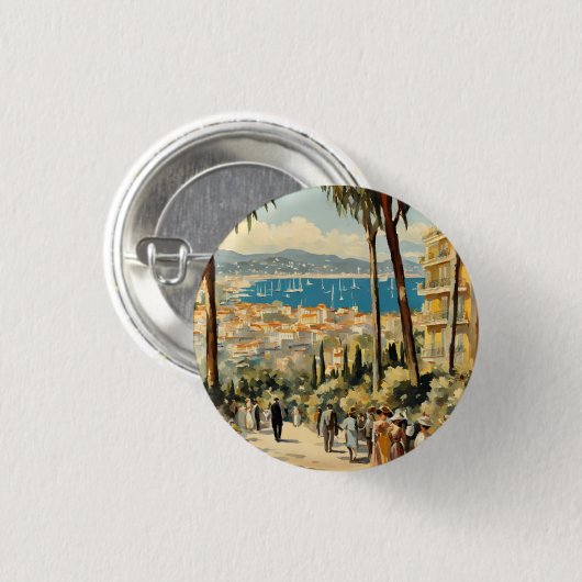 stijl Cannes Franse reizen Waterverf Ronde Button 3,2 Cm (Voorkant /achterkant)
