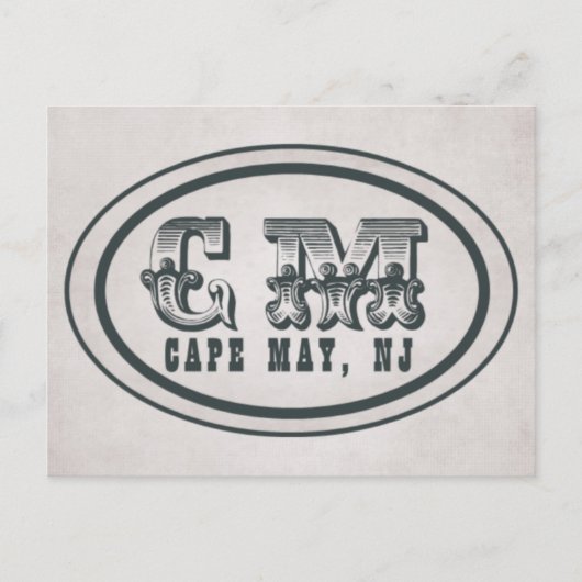  stijl Cape May NJ Beach Label Briefkaart (Voorkant)