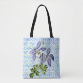  stijl Columbine Blue Flowers Canvas tas (Voorkant)