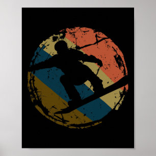 Stijl Cool Retro 70's Snowboard Gift Snowb Poster