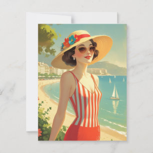  stijl Cote d'Azur Beach Girl Briefkaart
