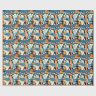 stijl Cote d'Azur Beach Girl Cadeaupapier