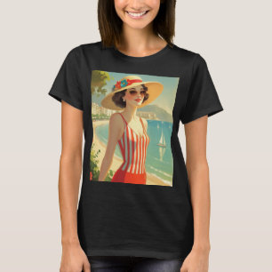  stijl Cote d'Azur Beach Girl T-shirt