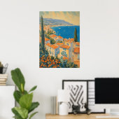  stijl Cote d'Azur Franse Reis Waterverf Poster (Thuiskantoor)
