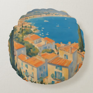 stijl Cote d'Azur Franse Reis Waterverf Rond Kussen