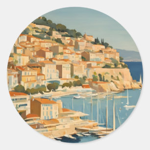  stijl Cote d'Azur Franse Reis Waterverf Ronde Sticker