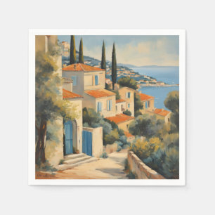  stijl Cote d'Azur Franse Reis Waterverf Servet