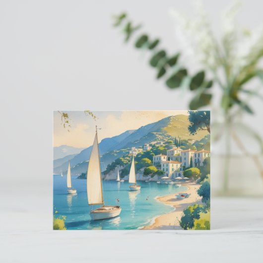 stijl Cote d'Azur Franse reizen Aankondigingskaart (Staand voorkant)