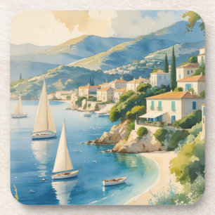 stijl Cote d'Azur Franse reizen Bier Onderzetter