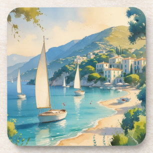 stijl Cote d'Azur Franse reizen Bier Onderzetter