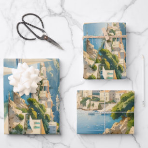 stijl Cote d'Azur Franse reizen Inpakpapier Vel
