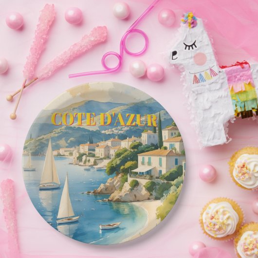 stijl Cote d'Azur Franse reizen Papieren Bordje (Feest)