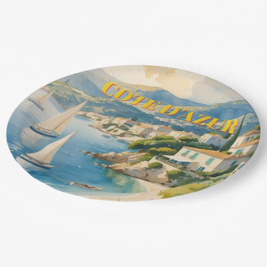 stijl Cote d'Azur Franse reizen Papieren Bordje (Gekanteld)