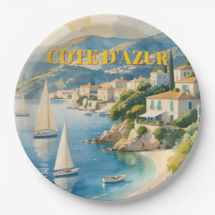 stijl Cote d'Azur Franse reizen Papieren Bordje