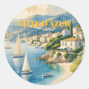 stijl Cote d'Azur Franse reizen Ronde Sticker