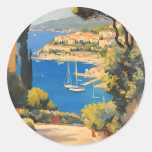 stijl Cote d'Azur Franse reizen schilderij Ronde Sticker