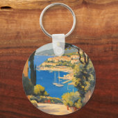  stijl Cote d'Azur Franse reizen schilderij Sleutelhanger (Voorkant)