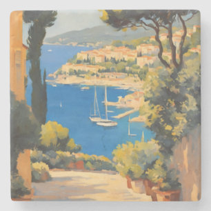  stijl Cote d'Azur Franse reizen schilderij Stenen Onderzetter