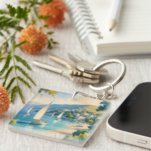 stijl Cote d'Azur Franse reizen Sleutelhanger (Voorkant Rechts)