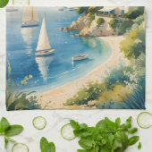 stijl Cote d'Azur Franse reizen Theedoek (Gevouwen)