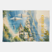 stijl Cote d'Azur Franse reizen Theedoek (Horizontaal)