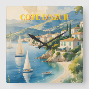 stijl Cote d'Azur Franse reizen Vierkante Klok