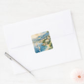  stijl Cote d'Azur Franse reizen Vierkante Sticker (Envelop)