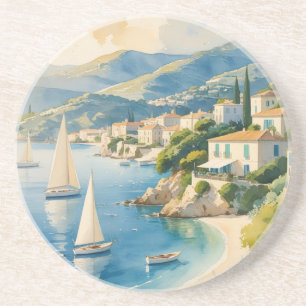 stijl Cote d'Azur Franse reizen Zandsteen Onderzetter