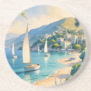 stijl Cote d'Azur Franse reizen Zandsteen Onderzetter
