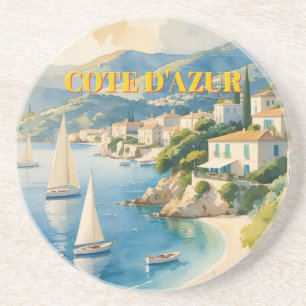 stijl Cote d'Azur Franse reizen Zandsteen Onderzetter