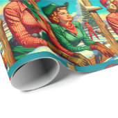  stijl cowgirl kerst cadeaupapier (Rol Hoek)