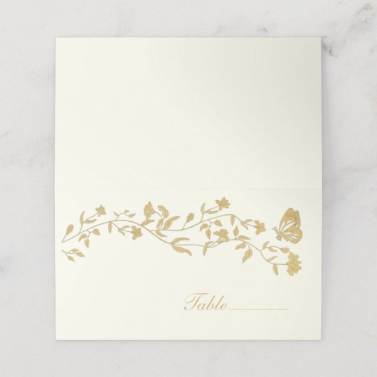 Stijl Cream Trouwtafel Place Card (Buitenkant ongevouwen)