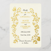 stijl Crème en goud Save The Date Folie Uitnodiging (Voorkant)