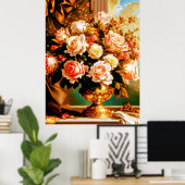  stijl decoratief boeket van rozen poster (Thuiskantoor)