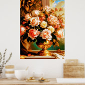  stijl decoratief boeket van rozen poster (Keuken)