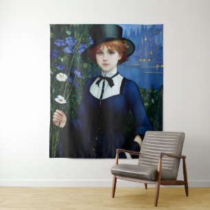 Stijl Donker Academie Meisje Portret Wandkleed