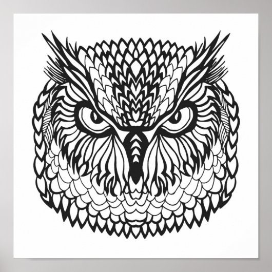 Stijl Eagle Owl Head 2 Poster (Voorkant)