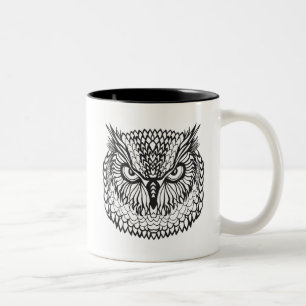 Stijl Eagle Owl Head Tweekleurige Koffiemok