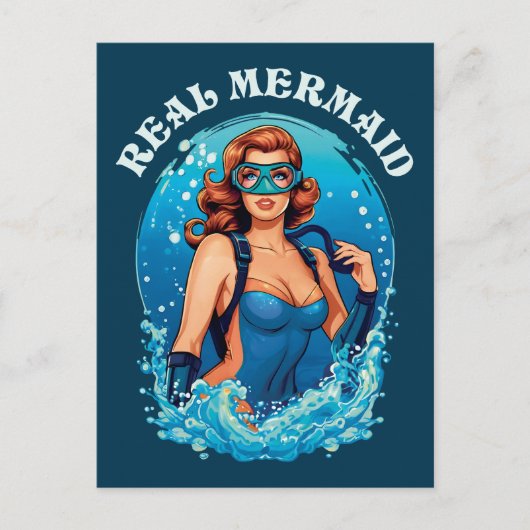 stijl echte zeemeermin - Vrouw duiker Briefkaart (Voorkant)