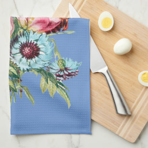  stijl Floral Bouquet op Blue Kitchen Towel Theedoek