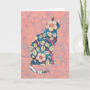 stijl Floral Cat Silhouette Art Kaart