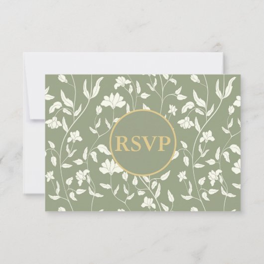 stijl Floral Sage en crème RSVP Card (Achterkant)