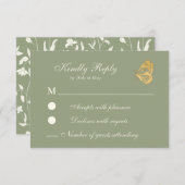  stijl Floral Sage en crème RSVP Card (Voorkant / Achterkant)