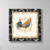 Stijl Frans Toile Black in White Rooster Canvas Afdruk (Voorkant)