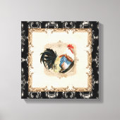 Stijl Frans Toile Black in White Rooster Canvas Afdruk (Voorkant)