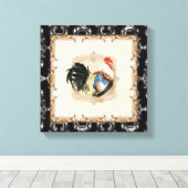  Stijl Frans Toile Black in White Rooster Canvas Afdruk (Insitu (Houten vloer))