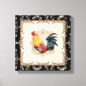 Stijl Frans Toile Black in White Rooster Canvas Afdruk (Voorkant)