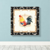 Stijl Frans Toile Black in White Rooster Canvas Afdruk (Insitu (Houten vloer))